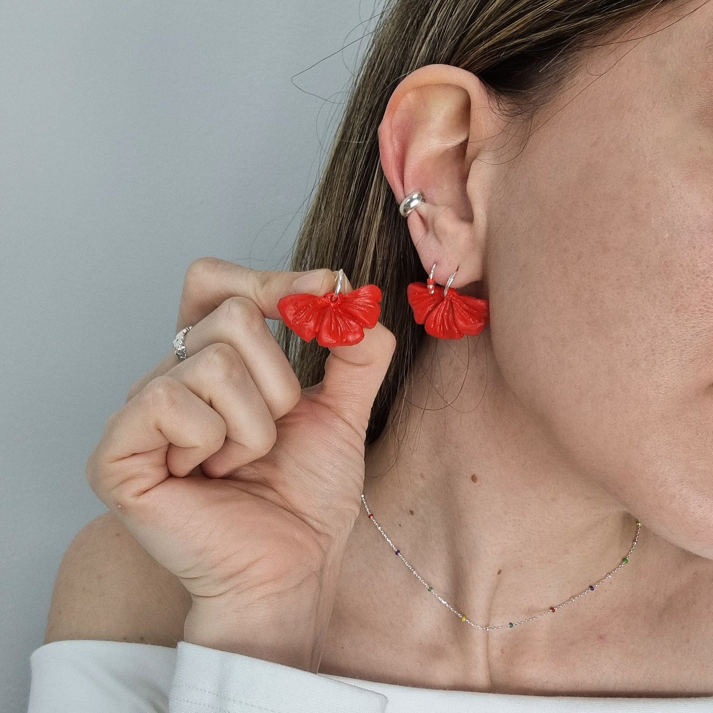 Pendientes flor rojo