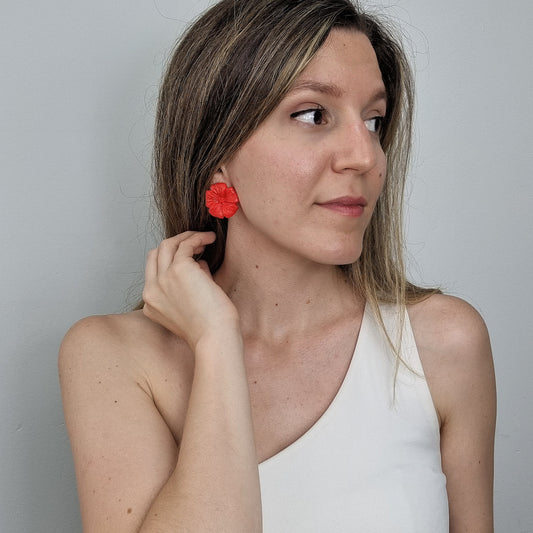 Pendientes amapola roja