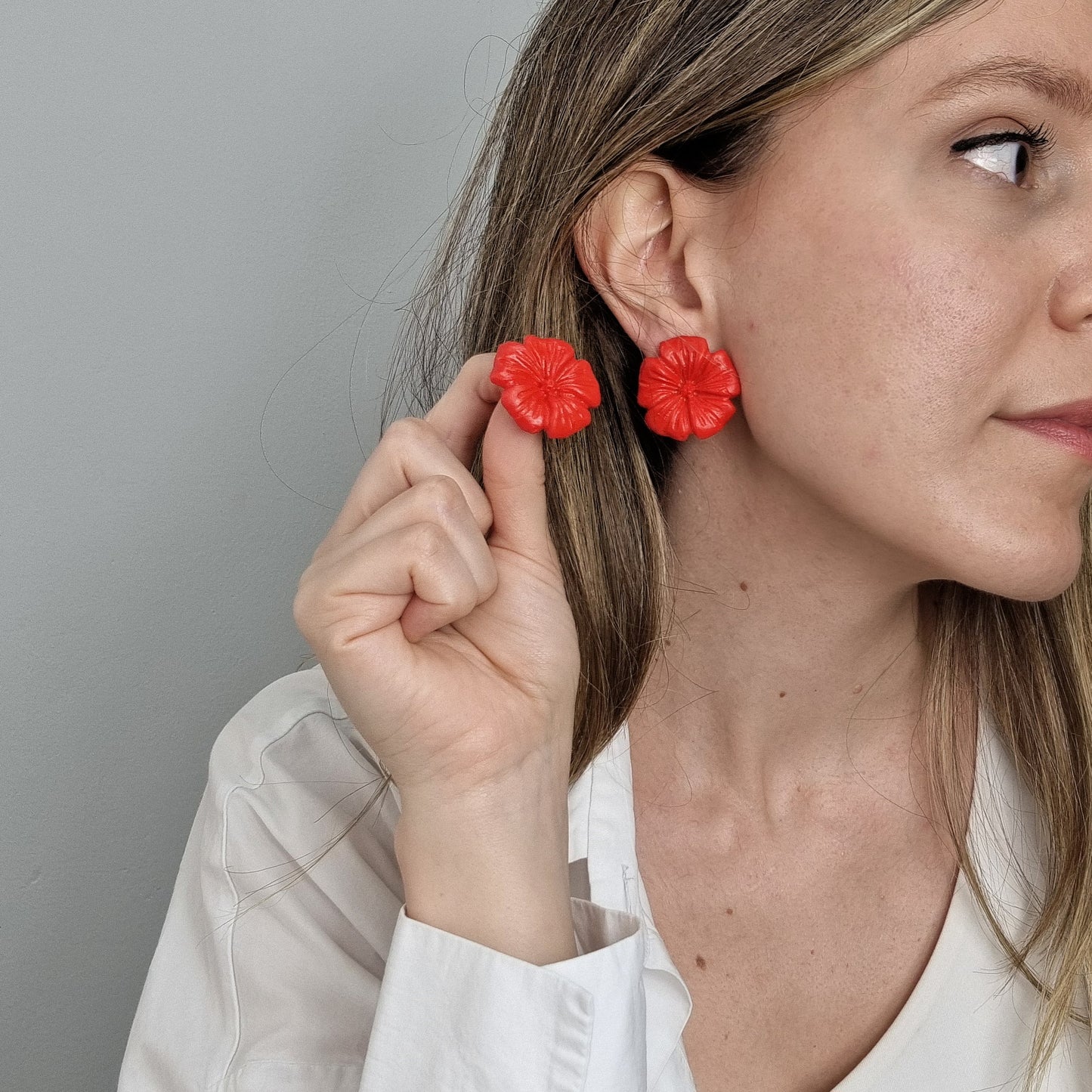 Pendientes amapola roja
