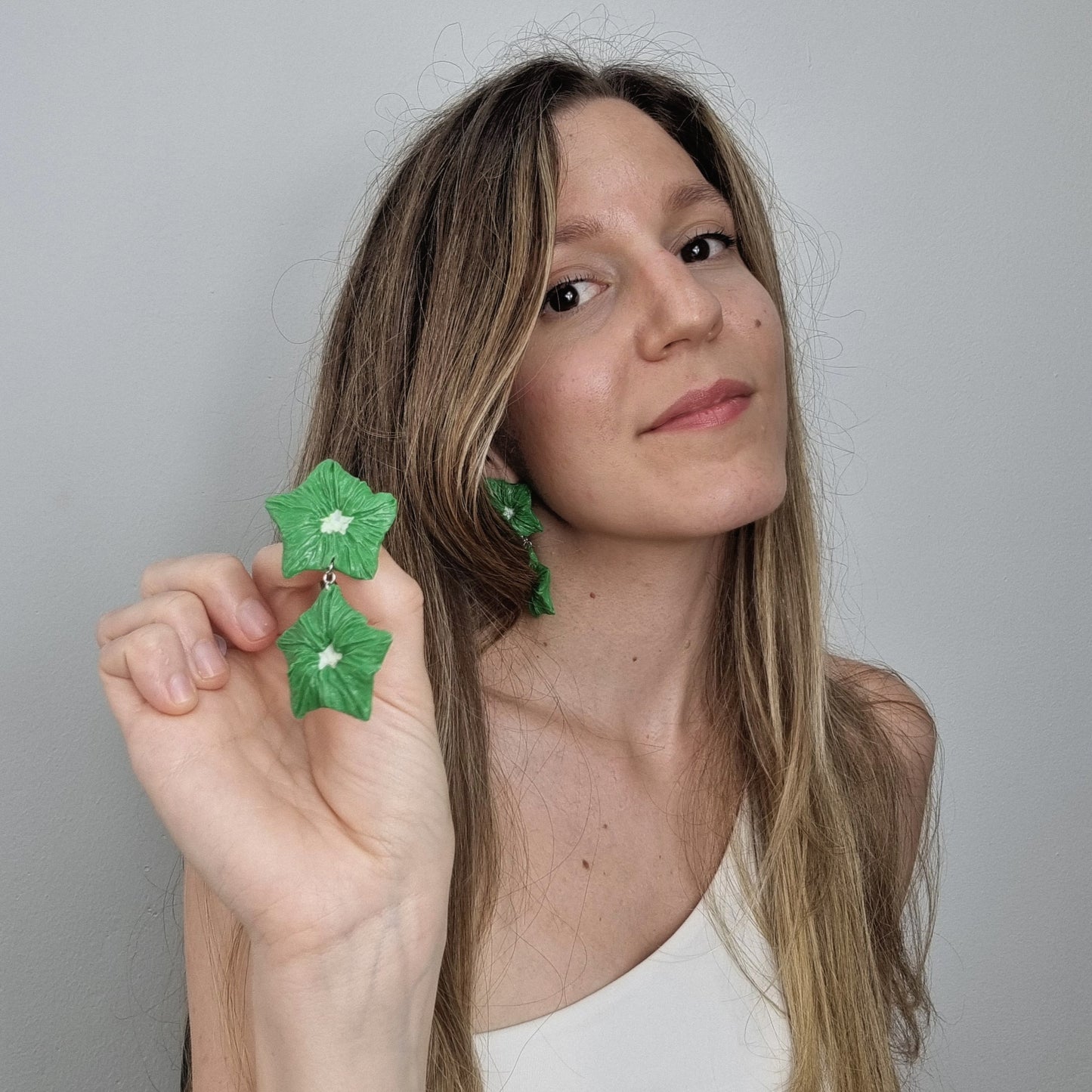 Pendiente tulipán verde