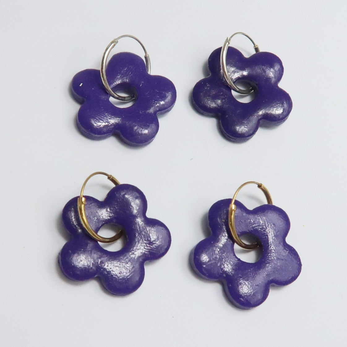 Aros flor morado
