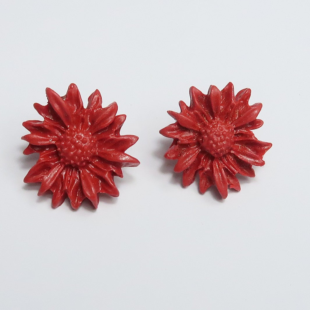 Pendiente flor rojo