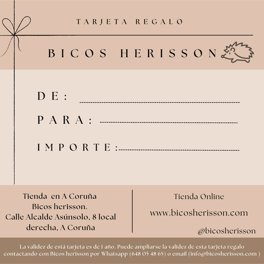 Tarjeta regalo Bicos herisson
