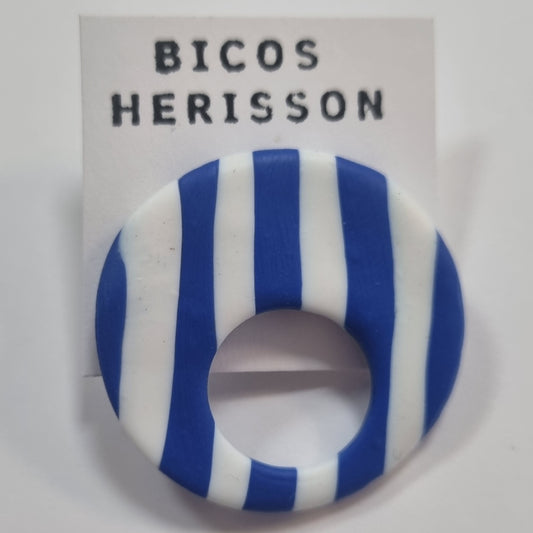 Broche cuelga gafas blanco y azul