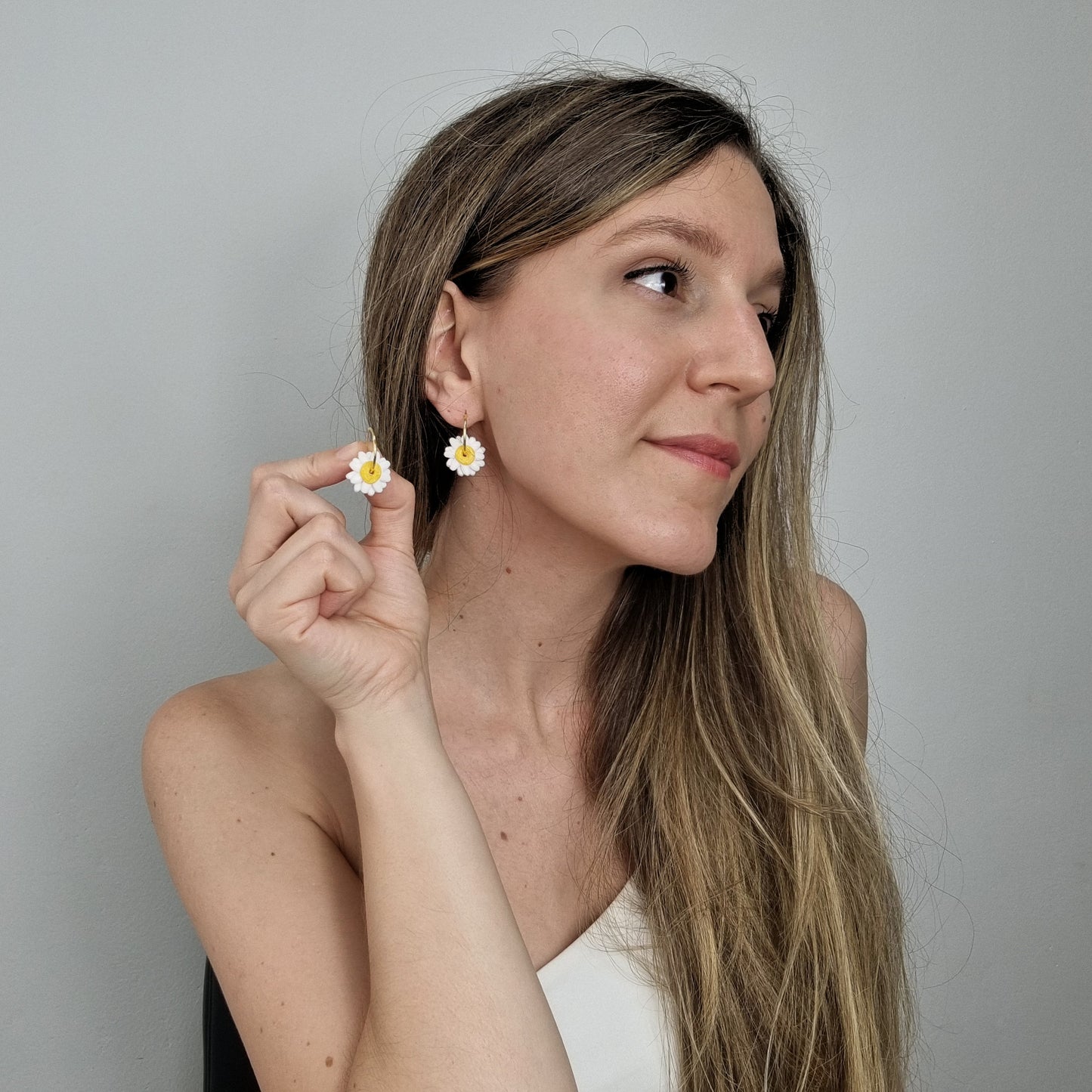 Aros margarita blanca