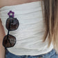 Broche cuelga gafas flor