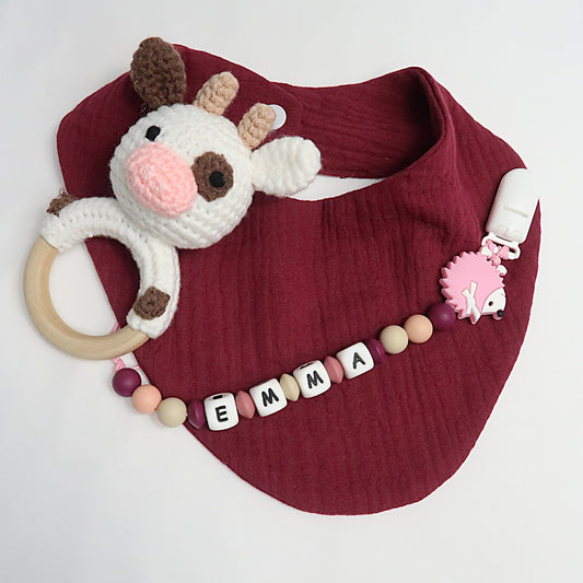 Chupetero beige y granate