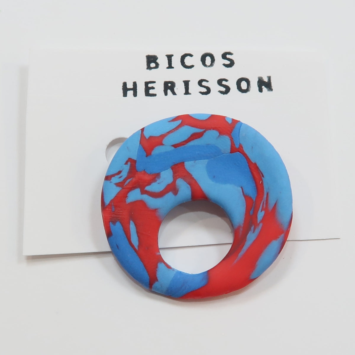 Broche cuelga gafas blanco y azul