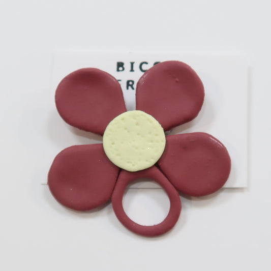Broche cuelga gafas flor vino