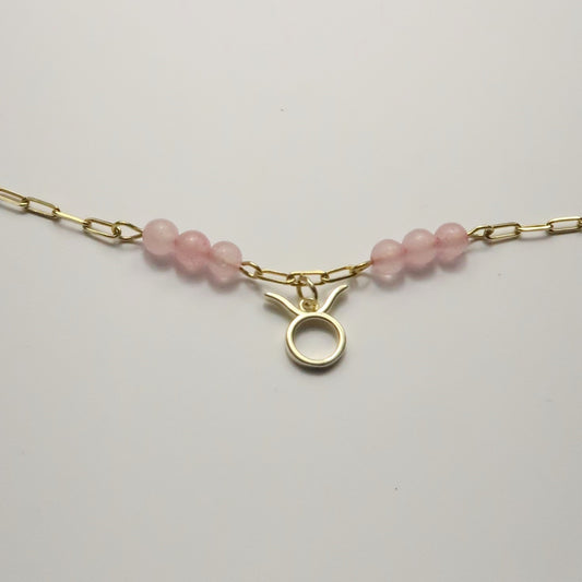 Pulsera tauro cuarzo rosa