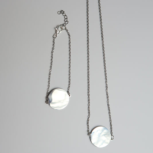 Collar con placa acero 20 mm plateada