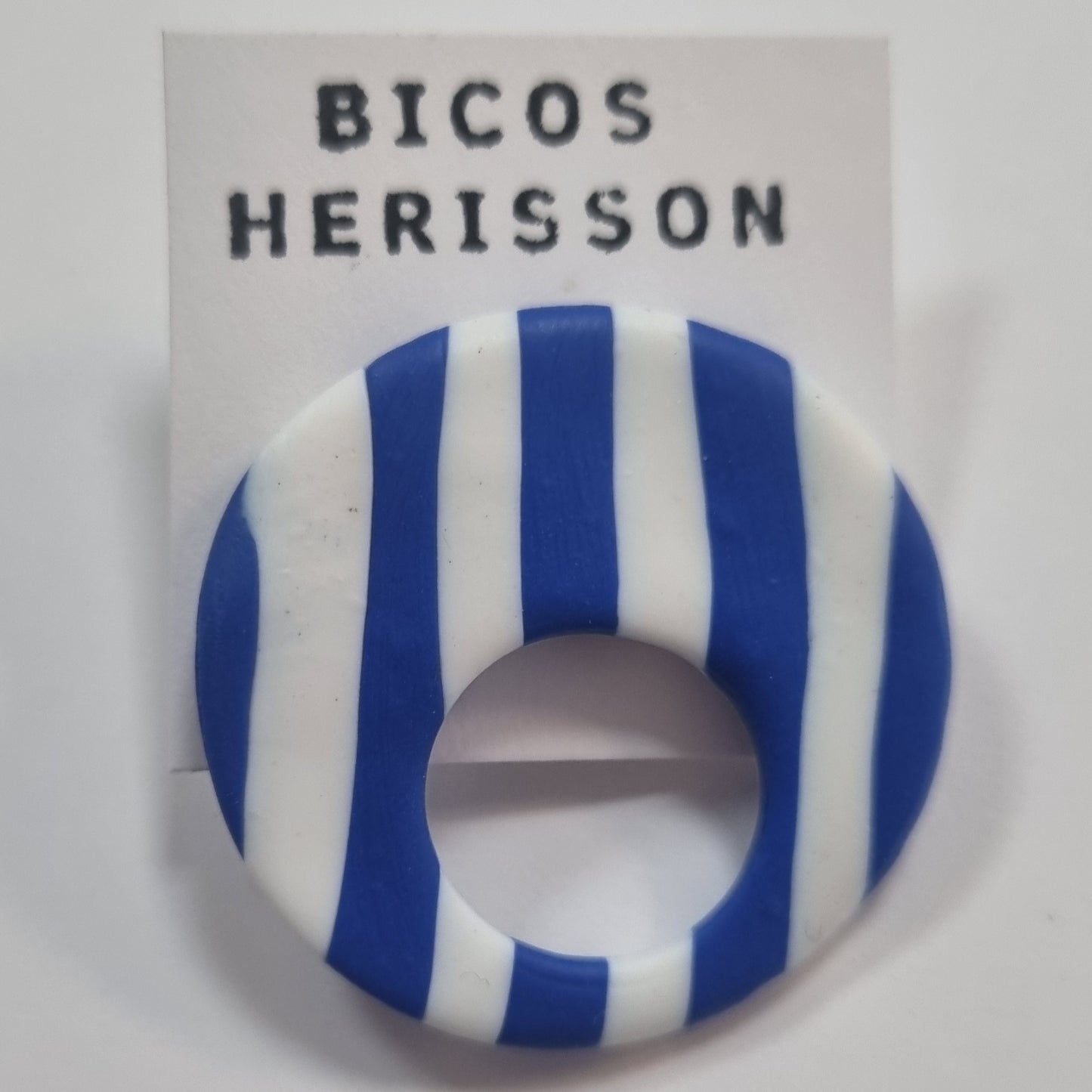 Broche cuelga gafas blanco y azul