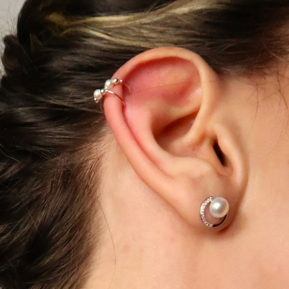 Pendientes perla y circonitas