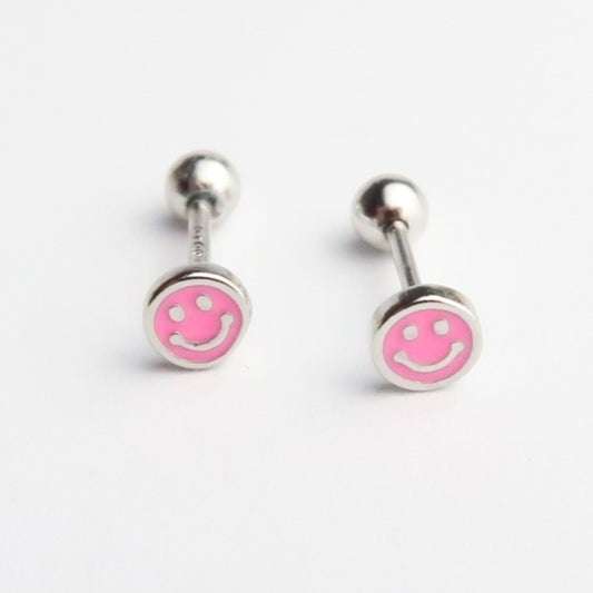 Pendientes smile rosa